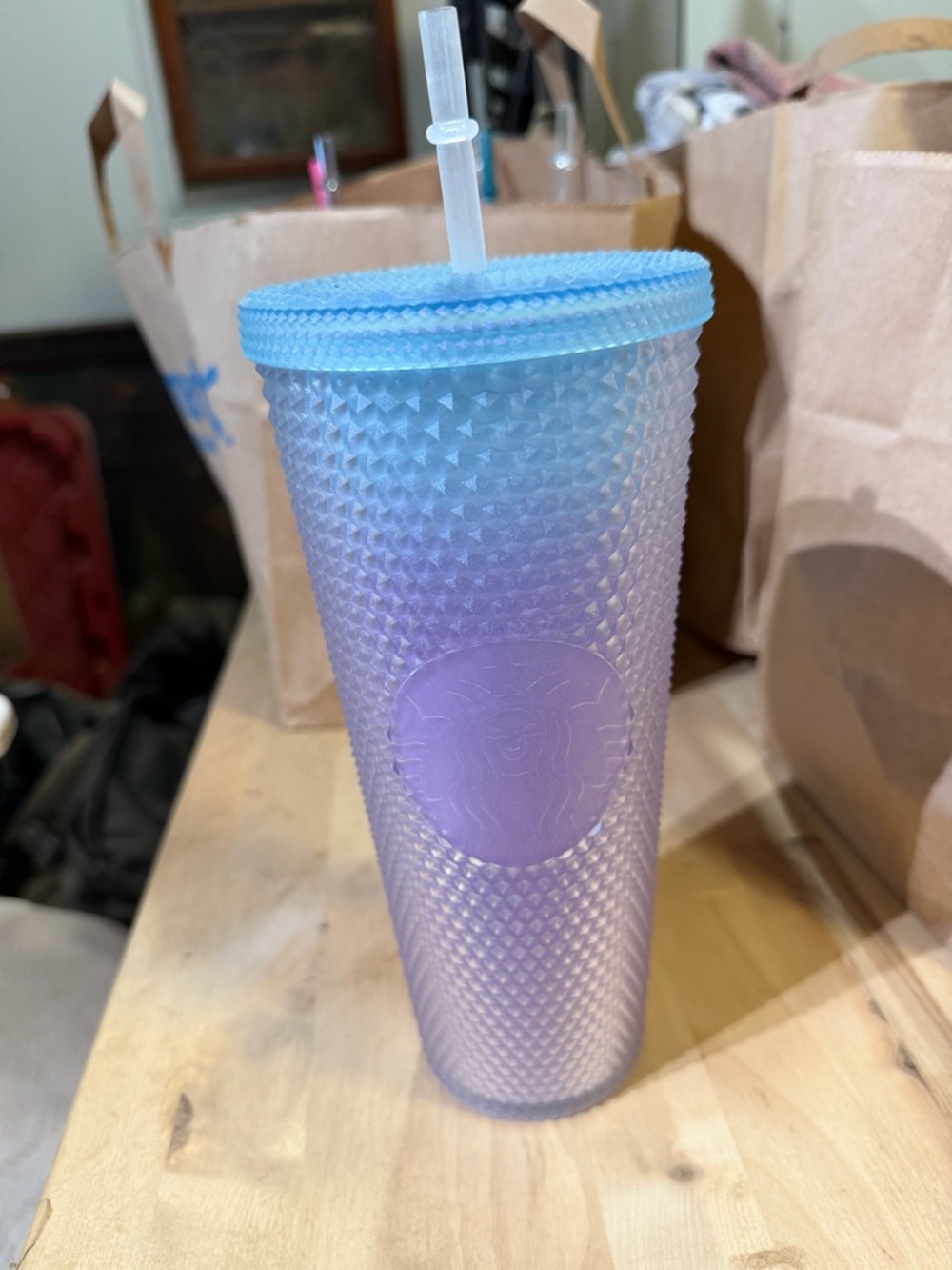 Starbucks Blue to Purple Studded Cold Cup with Straw